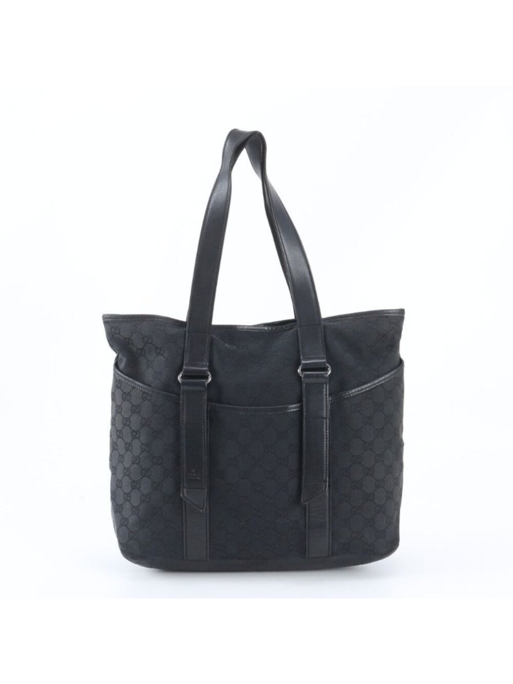 Gucci GG Canvas Leather Tote Bag Shoulder Business Document Black